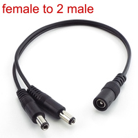 Câble adaptateur LED personnalisé 1 femelle à 2 mâles avec 0, 3mm2 5.5mm * 2.1mm 12V 1A connecteur DC connecteur à broches matériau PVC IP67 5A évalué