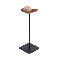 Support pour casque écologique en bois massif et alliage d'aluminium Drop Flood SD-041 avec présentoir en noyer et support métallique pour casque