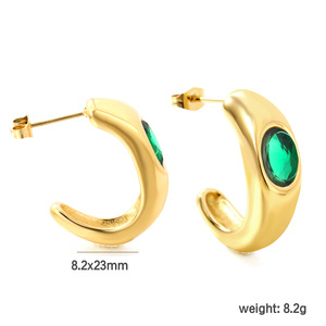 Pendientes de tuerca en forma de C, chapados en oro de 18 quilates, acero inoxidable, diseño geométrico, para mujer, joyería de moda. - Product Image 4