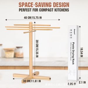 Le charme de l'artisanat : Séchoir à pâtes en bois naturel, 1 niveau, pour la cuisine - Product Image 4