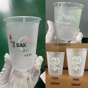 8oz Custom Logo U Shape Plastic Cup for <b>Wedding</b> 14oz 16oz 24oz Frosted Clear Disposable Smoothie PP Hard Cup <b>Bubble</b> Milk Tea Cup - Product Image 2