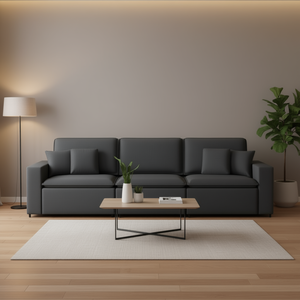 Divano Modulare a Tre Posti Grigio Scuro in Tessuto Textilene con Gambe in Metallo, Arredamento Moderno per Soggiorno - Product Image 2