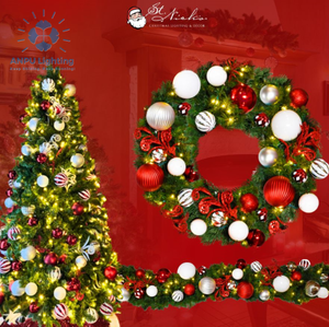 Guirlande de Noël pré-éclairée ANPU Lighting de 24 pouces avec lumières LED pour décoration de Noël de qualité commerciale en extérieur - Product Image 1
