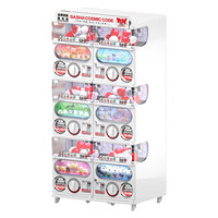 Mesin Kapsul Logam 6 Gird dengan Pembaca Kartu Nayax, Pembayaran Non-Tunai, Dioperasikan dengan Koin, Dispenser Mainan Gacha Jepang, Arcade, Bahasa Inggris