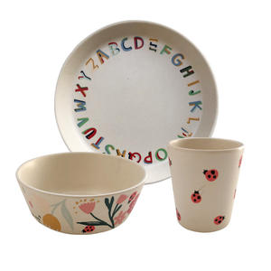 Bon marché ABC enfant en bas âge <span class=keywords><strong>repas</strong></span> essentiel coffret cadeau <span class=keywords><strong>bébé</strong></span> alimentation <span class=keywords><strong>bambou</strong></span> mélamine tasse bol assiette Logo personnalisé ensemble de dîner - Product Image 4
