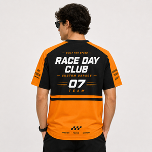 Custom Printed Race Day Club Graphic T Shirt Two Tone Color Block Motor Racing Team Fan <b>Tshirt</b> For Pit Crew - Product Image 3