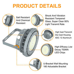 Lámpara LED Industrial Antiexplosión de Aleación de Aluminio, Atex IP66, 200W, 100-277V, Alto Brillo, 5000K, 28000lm - Product Image 3