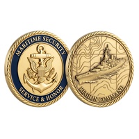 Pièce de collection double face sur le thème de l'honneur du Service de Sécurité Maritime, avec motifs Ancre, Aigle, Navire, en métal, prix d'usine en gros