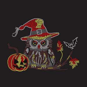 Пользовательские Хэллоуин Сова и Тыква Стразы Переводные Стразы Горячая фиксация Хэллоуин фестиваль горный хрусталь для одежды - Product Image 1