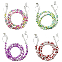 Nouveau câble perlé Type-C 5A à charge rapide 2027, motif arc-en-ciel, pour ordinateur, adorable bijou pour femme, cordon de charge