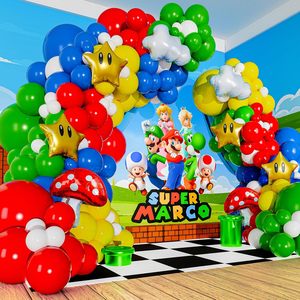 Kit de Arco de Globos Super Adventure con Globos de Nubes y Estrellas, Globos Rojos, Azules, Verdes y Amarillos para Decoración de Cumpleaños con Temática de Videojuegos - Product Image 4