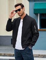 Blouson Bomber Homme Personnalisé Léger Coupe-Vent Décontracté Zippé Style Aviateur Vêtement d'extérieur Homme Coupe Ajustée Couleur Unie OEM