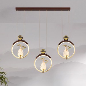Welcoming Pine All-Copper Small Pendant <b>Light</b> Chinese Style Solid Wood for Living Room <b>Dining</b> Room Tea Pendant Chandelier <b>Light</b> - Product Image 2
