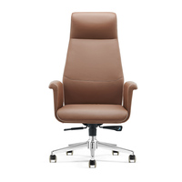 Chaise de bureau de direction en cuir de luxe confortable avec dossier haut réglable et pivotant sur mesure