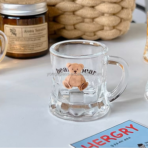 Logo personnalisé petite chope à bière 2oz mini <span class=keywords><strong>verre</strong></span> à liqueur avec poignée tasses en <span class=keywords><strong>verre</strong></span> pour café expresso verres à boire verres à café - Product Image 5