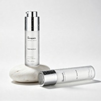 Flacon pompe airless de luxe à mécanisme rotatif 30ml 50ml 15ml, flacon pompe airless pour sérum, flacon crème/lotion givré blanc avec pompe argentée