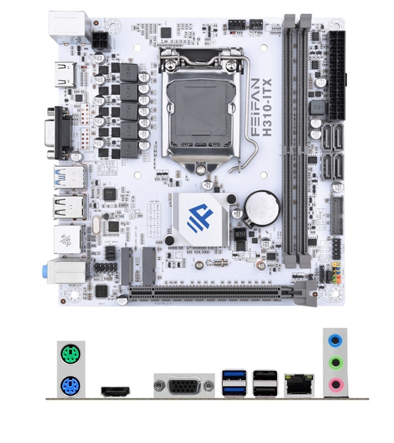 Hot New Intel H310-ITX White Desktop Computer Mini Motherboard Desktop LGA1151 DDR4 Double Channel SATA Support 6/7/8/9th Gen