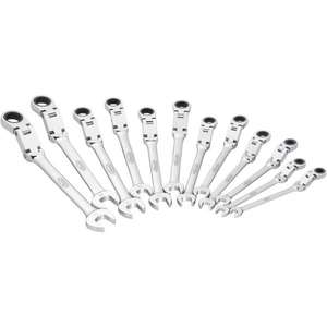 VIGOR - V6752/12 Juego de llaves combinadas de trinquete de doble articulación (12 piezas) -EAN 4047728068048 LLAVES DE TRINQUETE - Product Image 2