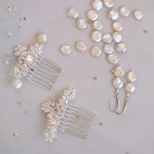 SLBRIDAL Peineta de Novia <span class=keywords><strong>con</strong></span> Perlas <span class=keywords><strong>Naturales</strong></span> Estilo Ins, Pendientes, Tocado de Boda, Accesorio <span class=keywords><strong>para</strong></span> <span class=keywords><strong>el</strong></span> Cabello, Joyería <span class=keywords><strong>para</strong></span> Mujeres y Niñas - Product Image 5