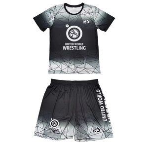 OEM 2025 personalizado de los hombres de 2 piezas BJJ conjunto de punto de lucha libre camisetas + pantalones cortos de sublimación completa de tamaño internacional ropa de artes marciales - Product Image 6