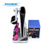 Station de charge et de refroidissement RGB multifonction DOBE pour manette PS5 avec support pour casque et rangement pour jeux