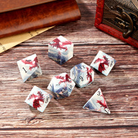 Nouvel ensemble de dés polyédriques DND7 en acrylique avec impression UV et sac en flanelle pour le jeu de table Dungeons and Dragons