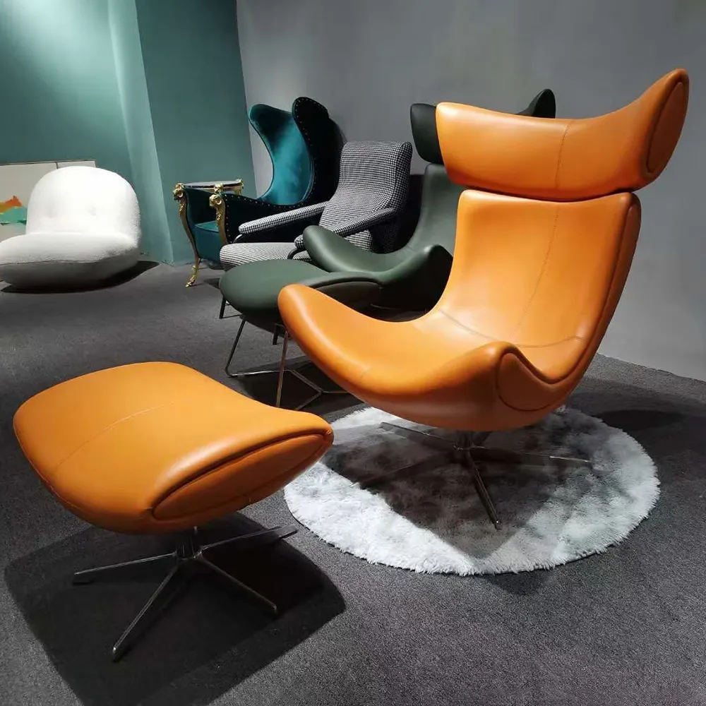 Роскошный современный кожаный оранжевый стул для отдыха с креветками вращающиеся расслабляющие офисные кресла кресло для компьютера мебель для гостиной