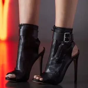 198-13 модная обувь с открытым носком на высоком каблуке обувь для женщин ботильоны