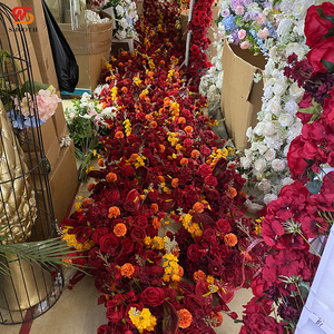 Boule de fleurs artificielles lisse de 40 cm, bordeaux et orange, pour centre de table de mariage et de fête, décoration florale - Product Image 3
