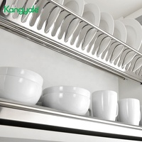 Kangyale Armoire de cuisine Égouttoir à vaisselle mural à 2 niveaux Égouttoir à vaisselle intégré Plateau en acier inoxydable Égouttoir à vaisselle