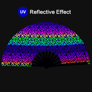 Éventail à main en tissu de bambou réfléchissant UV, impression personnalisée, grande fête, <span class=keywords><strong>Freaky</strong></span> Rave, éventail de danse pliable - Product Image 2