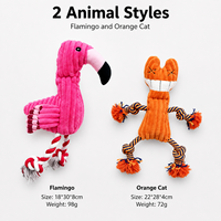 Jouet interactif pour chien en peluche avec corde et couineur, motif flamant rose, vente en gros, marque privée