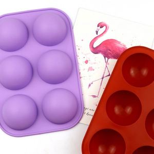 Moule en silicone écologique à 6 cavités en forme de demi-boule pour base de gâteau, bougie et savon, échantillon gratuit, fabrication OEM/ODM - Product Image 1