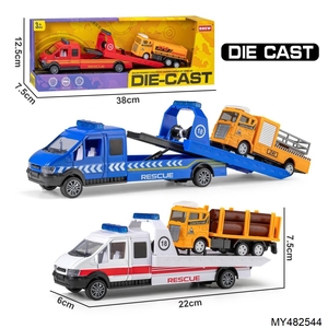 Camiones de Rescate de Plástico Fundido a Presión, Semirremolques, Camiones Tractores, Vehículos de Ingeniería con Mini Coche de Policía/Autobús/Helicóptero - Product Image 3