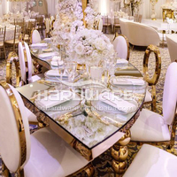 Table en forme de demi-lune, meuble en acier inoxydable, miroir en verre, Table en serpentin pour mariage