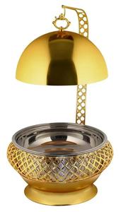 Réchaud à alcool suspendu de luxe 8L en verre doré réutilisable pour hôtel et extérieur, isolé - Product Image 3