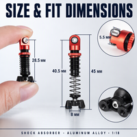 Amortisseurs réglables en alliage d'aluminium, ensemble de 4 pièces pour voiture modèle RC Crawler 1/18, pièces de rechange améliorées, accessoires