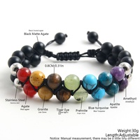 Gelang Batu Alam & Kuarsa Berhias Chakra, Perhiasan Penyembuhan Yoga Buatan Tangan, Macrame yang Dapat Disesuaikan untuk Unisex