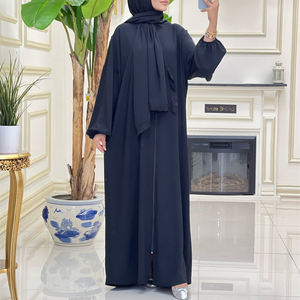 Abaya de Crepé de Alta Calidad con Mangas Elásticas, Ropa Islámica Transpirable, Vestido de Oración con Cremallera Delantera y Pañuelo Adicional - Product Image 2