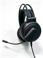 Casque de jeu RGB avec éclairage, casque de jeu filaire supra-auriculaire avec haut-parleurs de 50 mm pour joueur/PC
