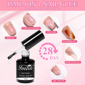 IMTITI Gel de Uñas Multifuncional 6 en 1 de 15ml, Gel Constructor Todo en Uno, Pegamento para Puntas y Extensión, para Decoración con Pedrería y Efecto Blooming, Venta al por Mayor - Product Image 4