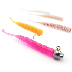 Señuelo de pesca de lubina con triple anzuelo de cabeza de plomo y cebo blando, 5 paquetes por caja - Product Image 1