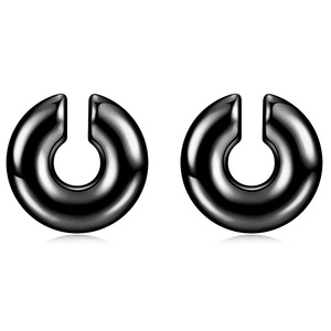 Stainless Steel Hoop Earrings 11mm Thick Cylindrical Hollow <b>Ear</b> <b>Clips</b> Fashion Jewelry Black Silver Gold Color Options - Product Image 5