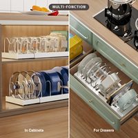 Lot de 2 organiseurs extensibles blancs de 22 pouces pour casseroles et poêles, sous-meuble, support réglable en plastique pour couvercles de contenants alimentaires