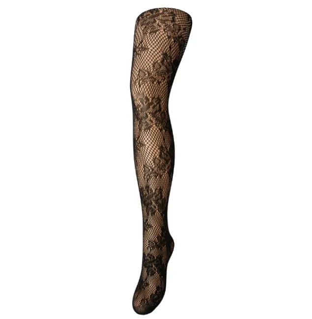 Coquette gemusterte Netz strumpfhose Schwarz Plus Size Floral Jacquard Strumpfhose für Frauen