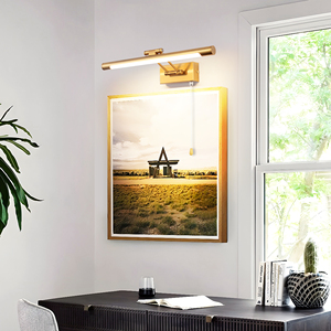 ไฟโต๊ะเครื่องแป้งติดผนังขนาด8วัตต์ LED 400มม. พร้อมสวิตช์สายดึงสำหรับห้องน้ำทำจากอะลูมิเนียมสีทอง - Product Image 2