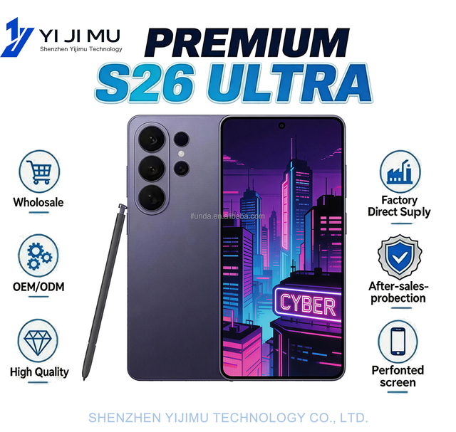 16G+1TB Factory Price Hot Sale S26 Ultra 5G Cell Phone Built in Pen Dual SIM Unlocked Full Screen  Smartphone  Fast Charging