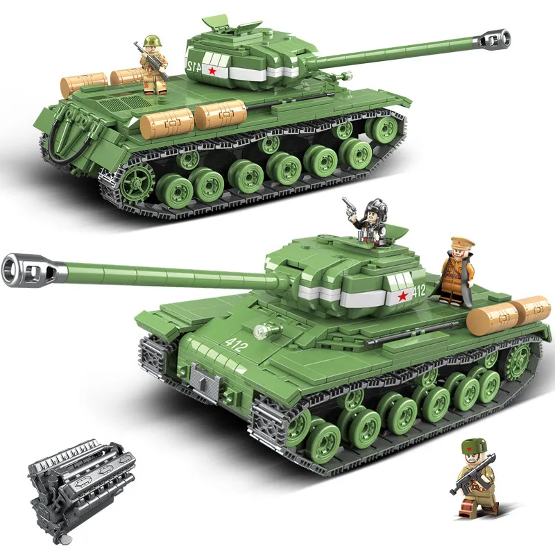 भवन ईंटें टैंक खिलौना 1068pcs सैन्य IS-2M भारी टैंक सैनिक हथियार इमारत ब्लॉकों LegoING कलाओं WW2 टैंक ईंटों