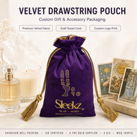 Sac à cordon en velours satiné 13*18cm avec doublure en velours, pompon et logo personnalisé imprimé, pour emballage cadeau ou bougies