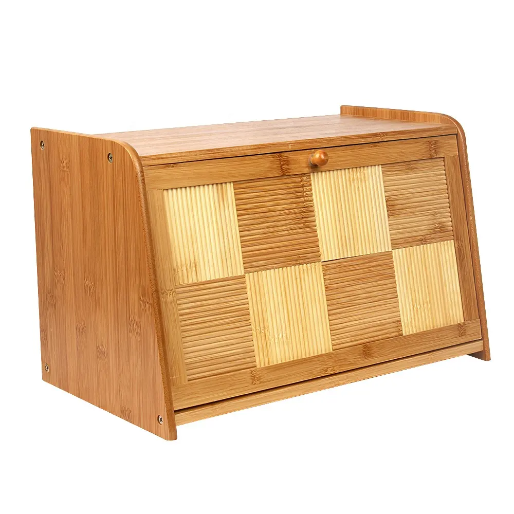竹製パンボックスと籐製蓋付き収納コンテナボックスカラーブロッキング竹製オーガナイザー